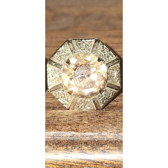 Vintage Gold-Tone Cufflinks w/ Amber Rhinestones Retro Mid-Century Men’s - Picture 4 of 5